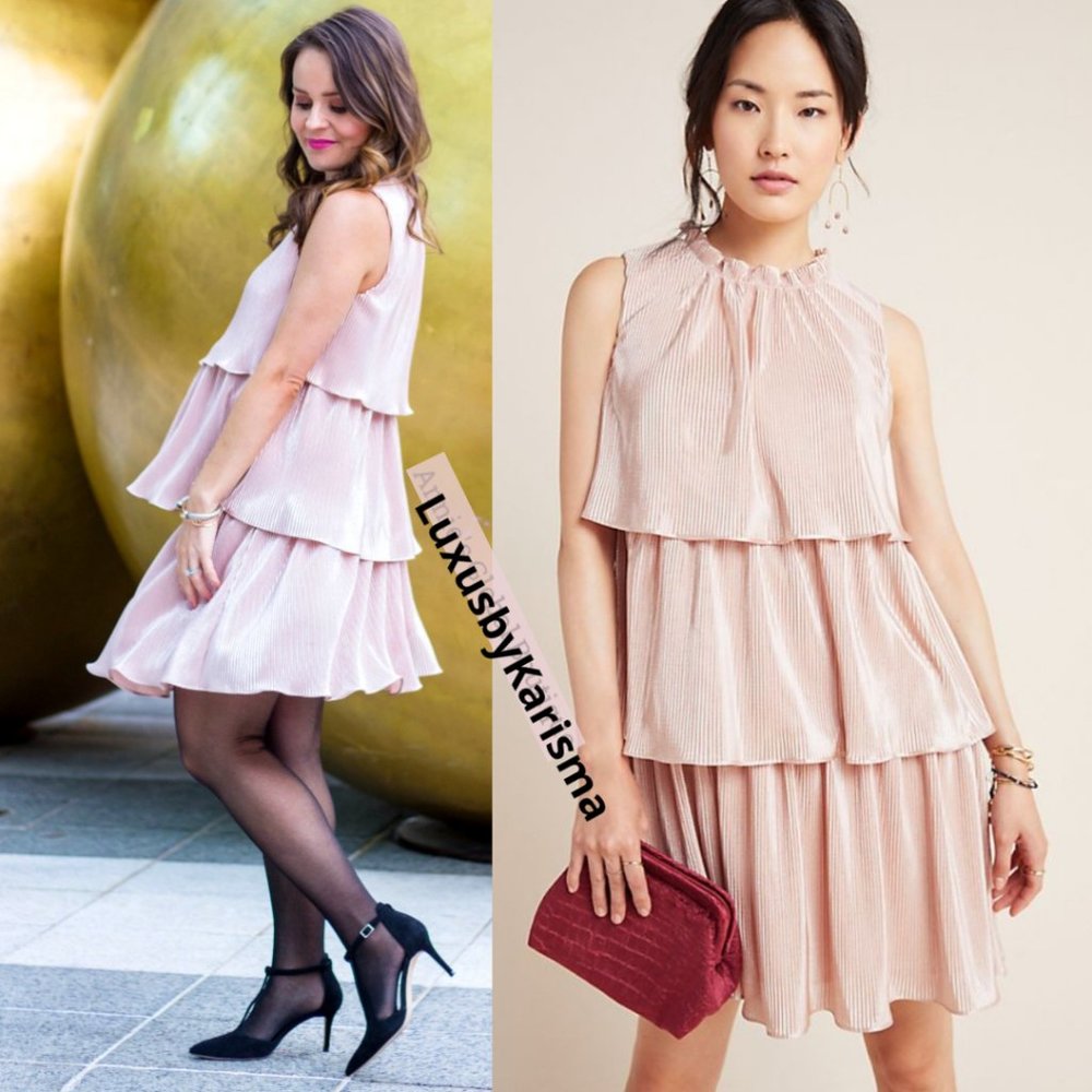 NWT Anthropologie Estelle Blush Tiered Tunic Dress. Size L - Picture 6 of 11